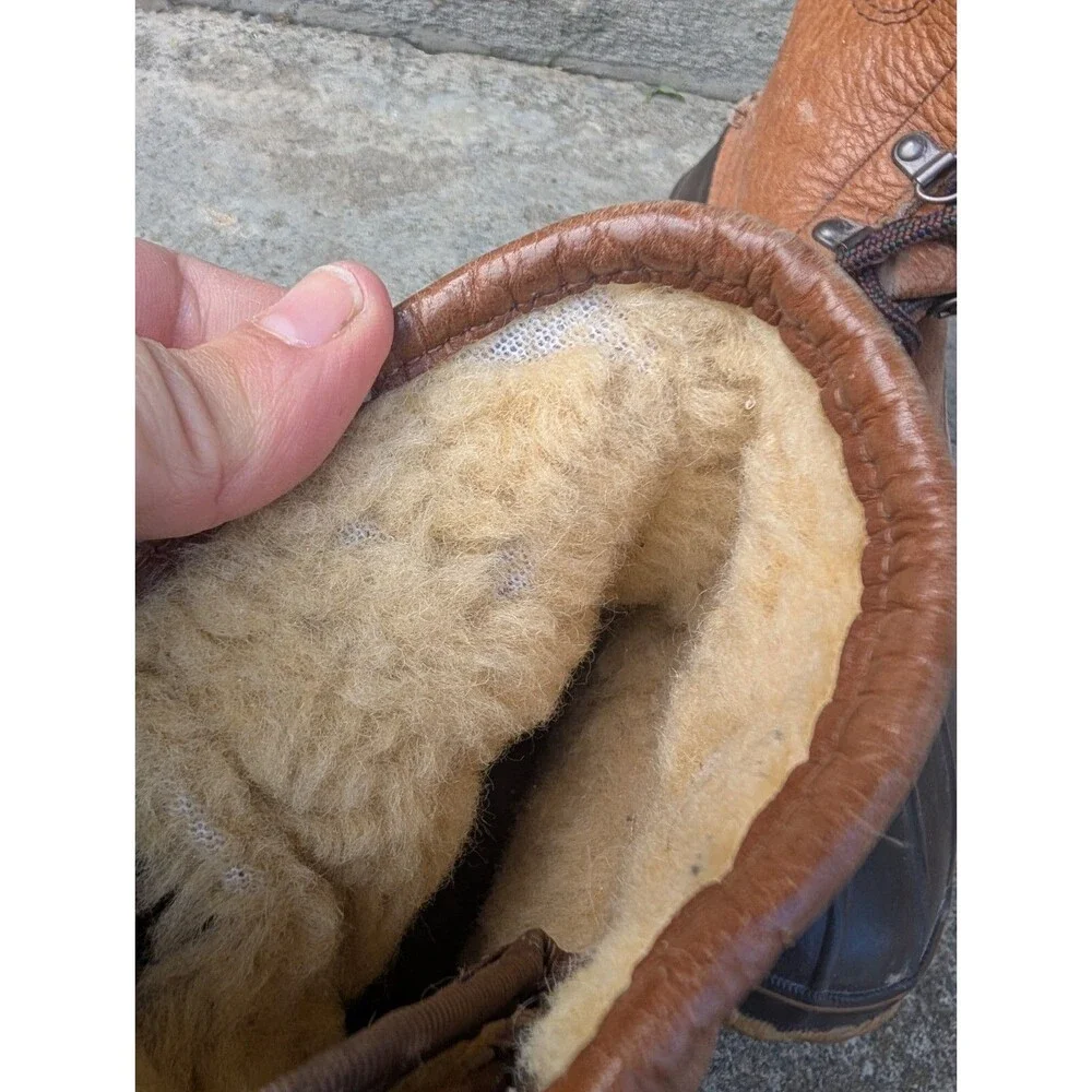 Vintage LL Bean Boots Shearling Lined Mens 11 Made in USA 5 Eyelet